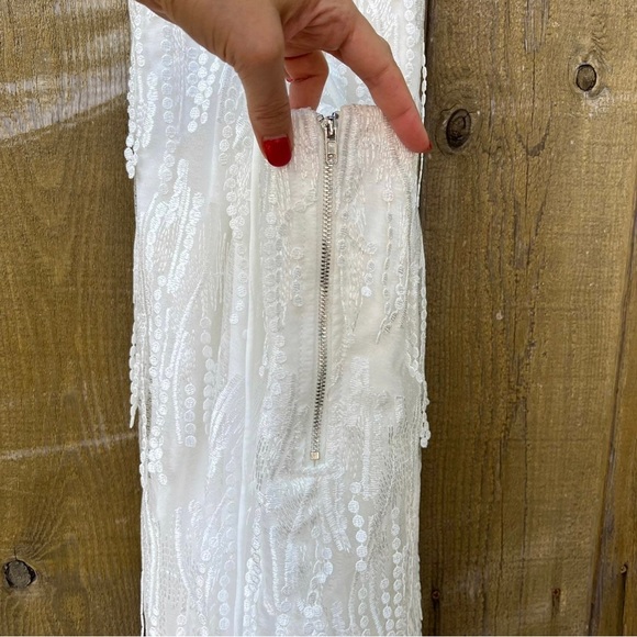 White Fringe Lace-Up Backless Mini Dress 🌿 - Picture 8 of 10